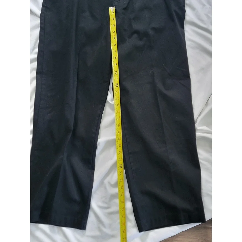 Chaps Mitchell Mens Black Relaxed Fit Flat Front Cotton Pants 40x32‎ NWT